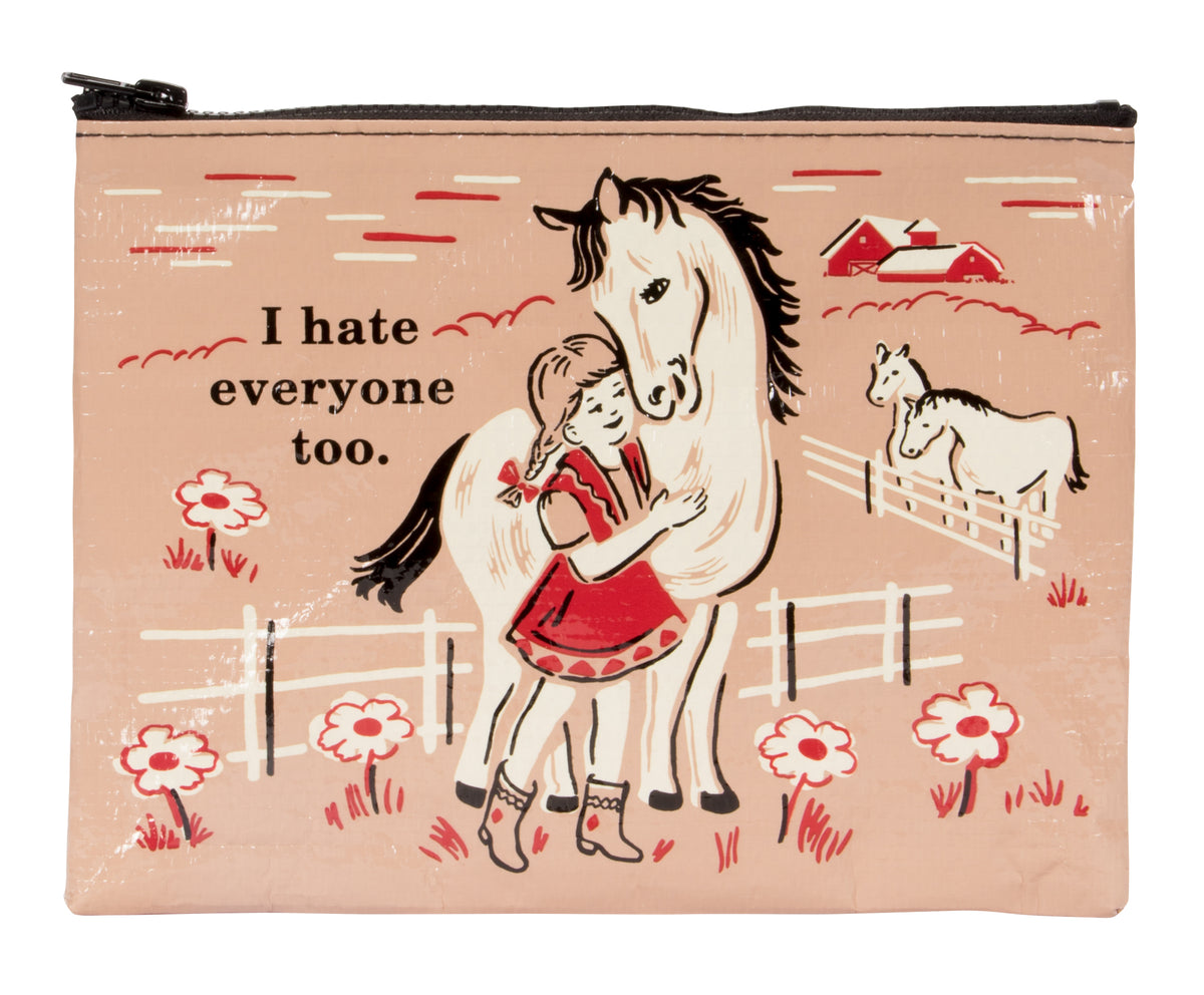 Hate Everyone Blue Q Zipper Pouch