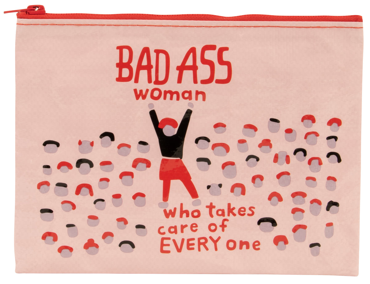 Bad Ass Woman Blue Q Zipper Pouch