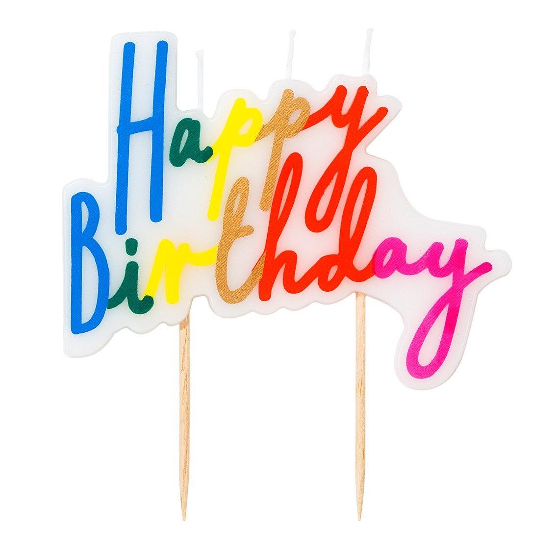 Rainbow Brights Large Happy Birthday Candle - Penny Black