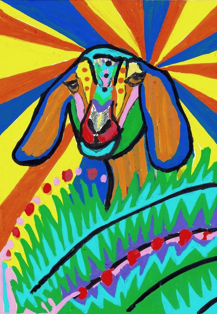 Rainbow Goat Art Card