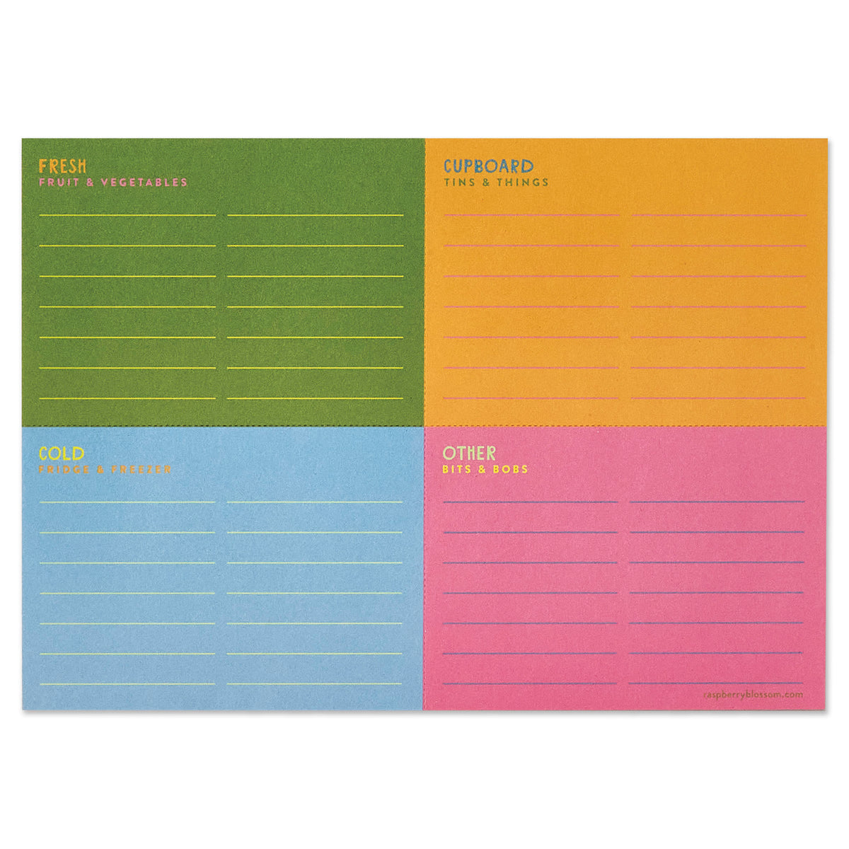 Rainbow Tear Off Food Shopping List Pad