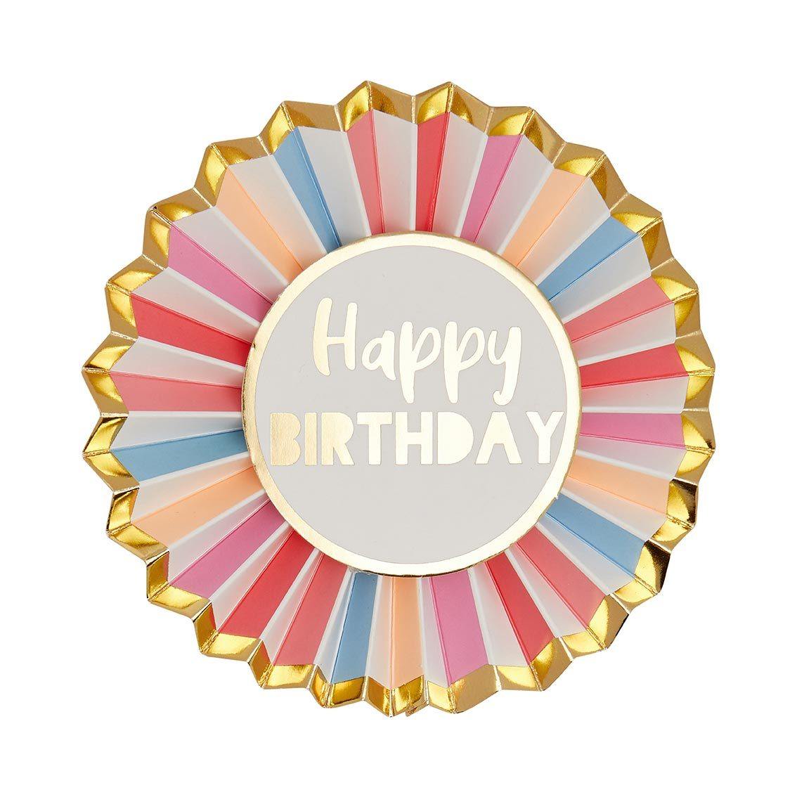 Rose Happy Birthday Badge - Penny Black