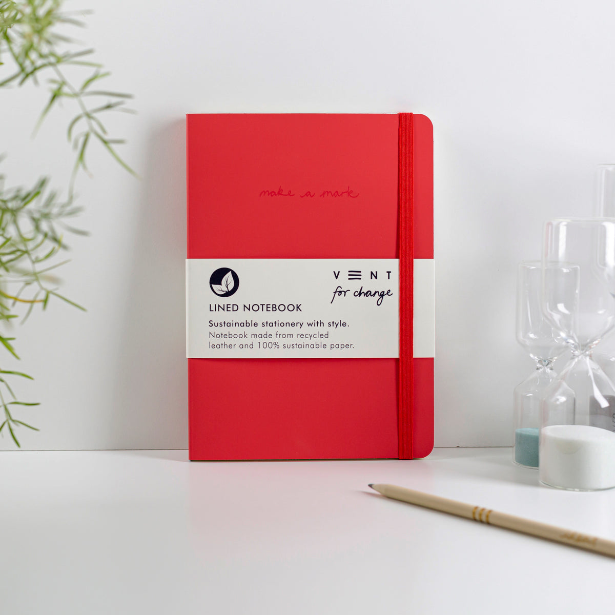 Make a Mark Recycled Leather A5 Lined Notebook in blood red by Vent for Change at penny black