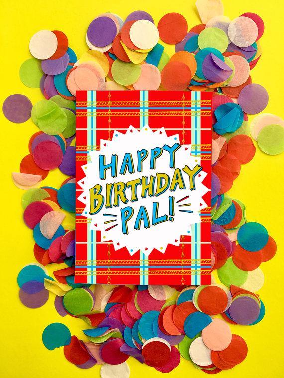 Red Happy Birthday Pal Illustrated Scottish Card - Penny Black