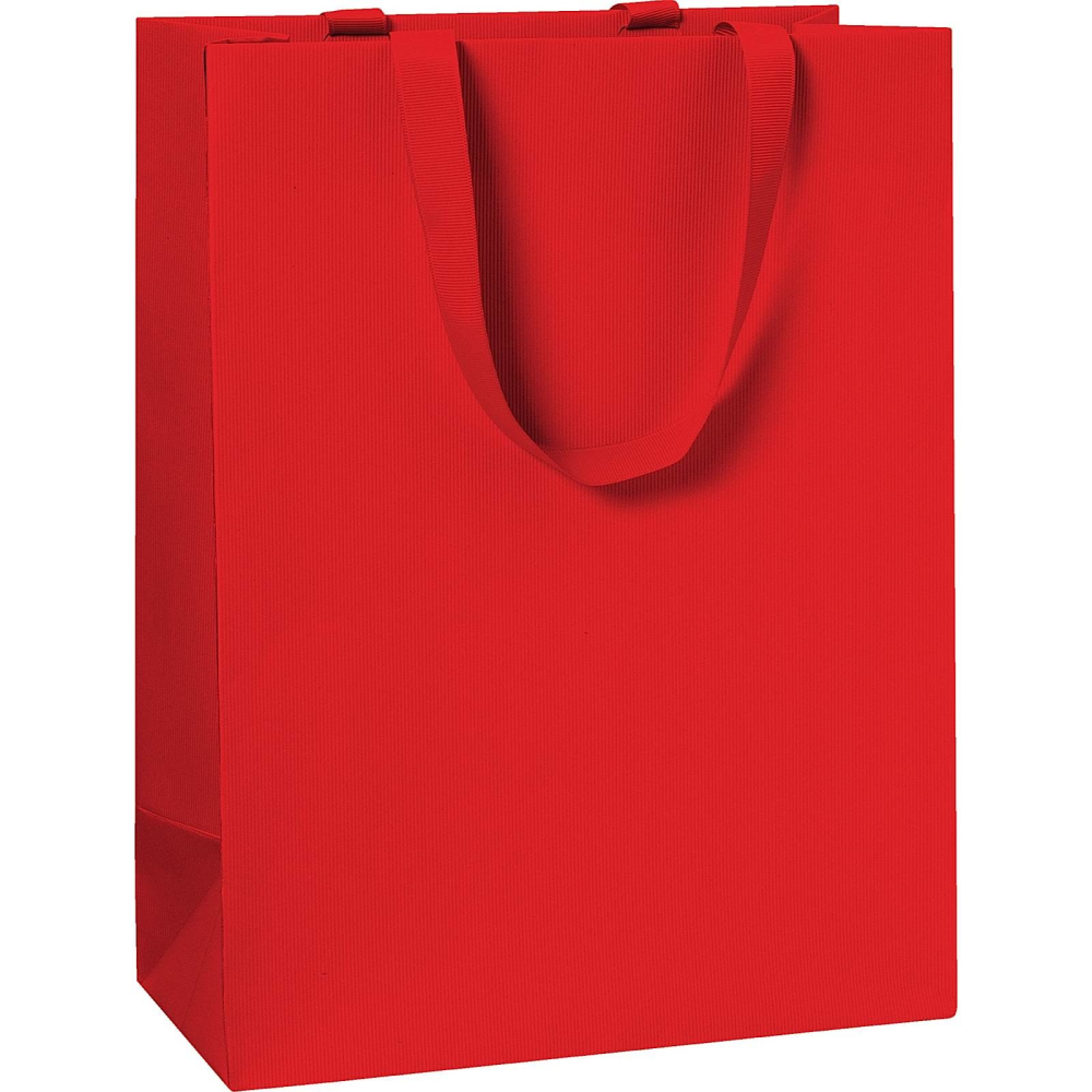 Red Large Plain Colour Gift Bag measuring 23x13x30cm with matching ribbon handles