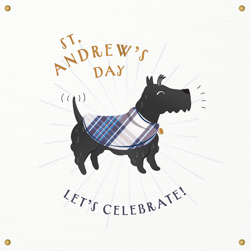 Tartan Scottish Terrier Let&#39;s Celebrate St Andrew&#39;s Day Card