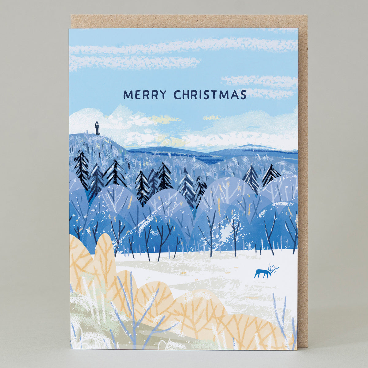 Merry Christmas Snowy Wallace Monument Scottish Card