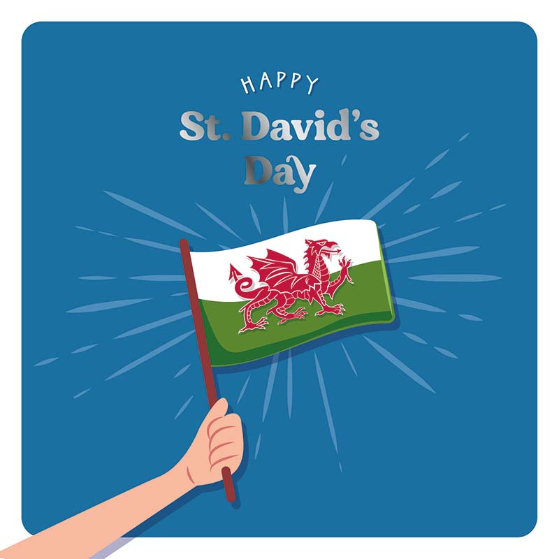 Welsh Red Dragon Flag Happy St David&#39;s Day Card