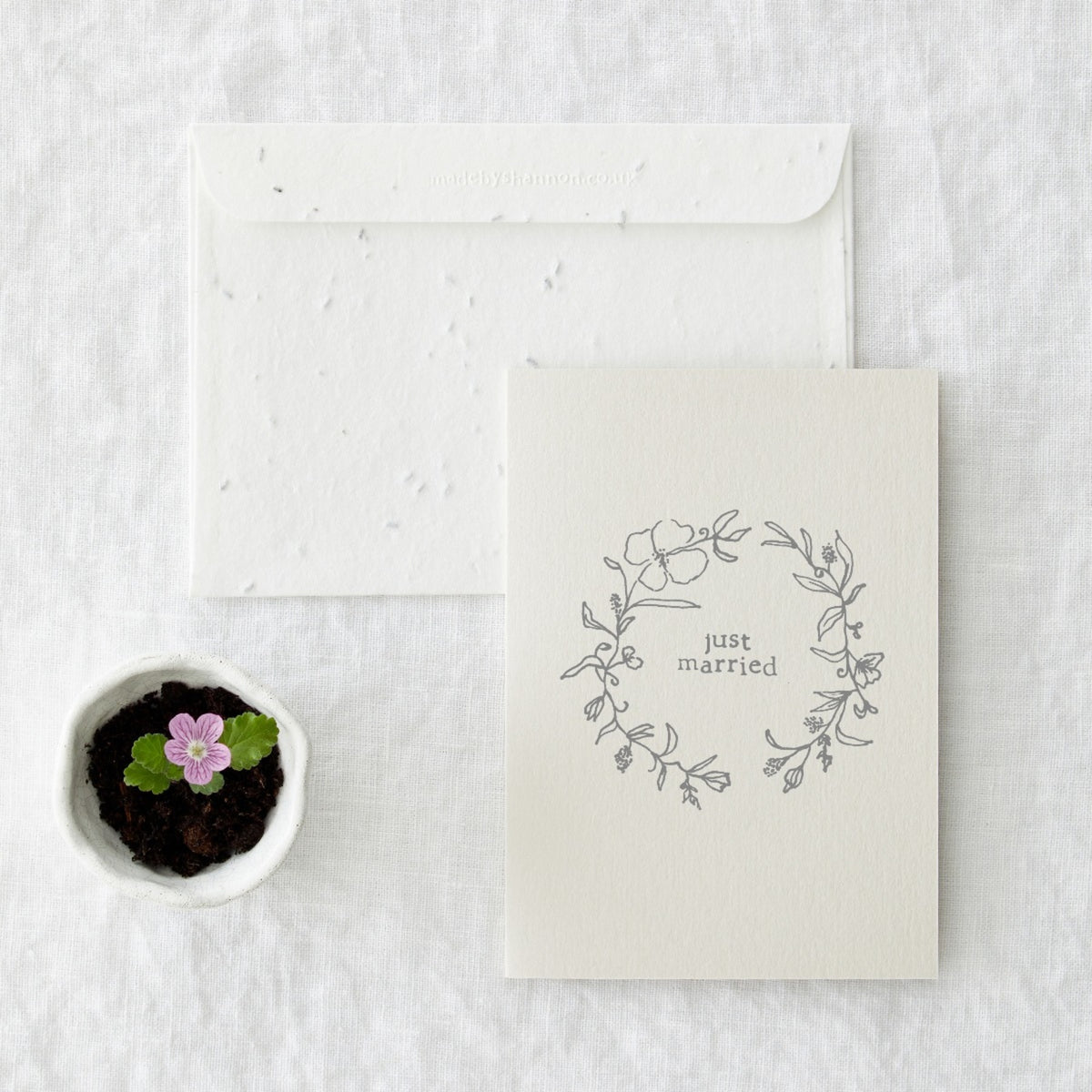 Just Married Wedding Card with Seeded Envelope
