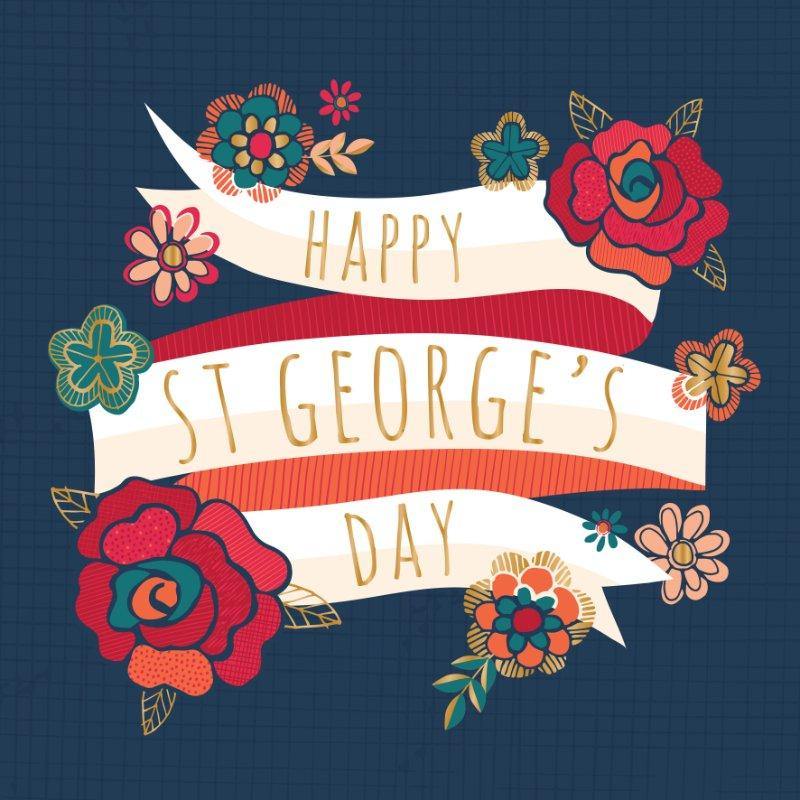 Floral St George's Day Card - Penny Black