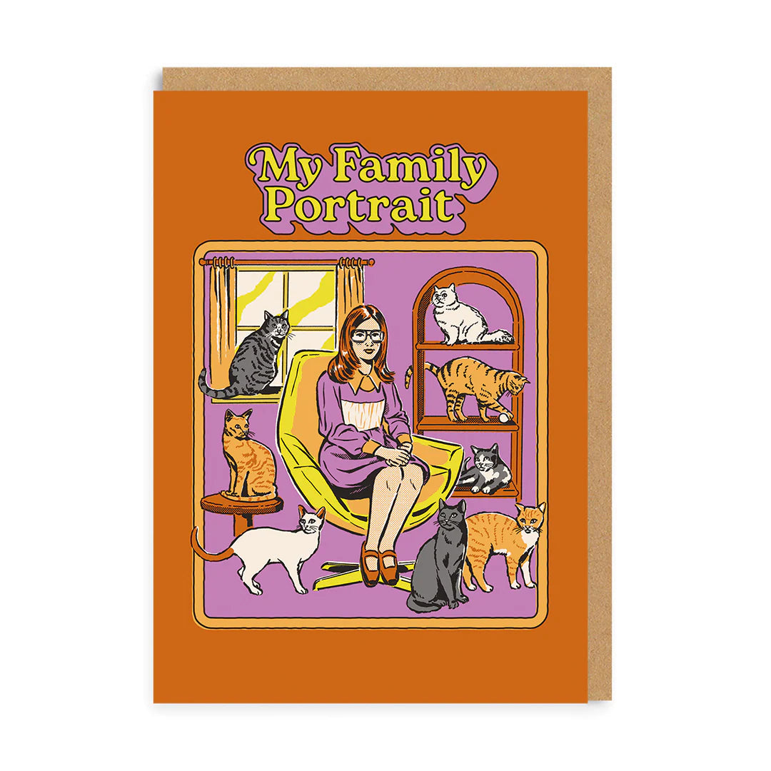 My Family Portrait Retro Funny Steven Rhodes Card