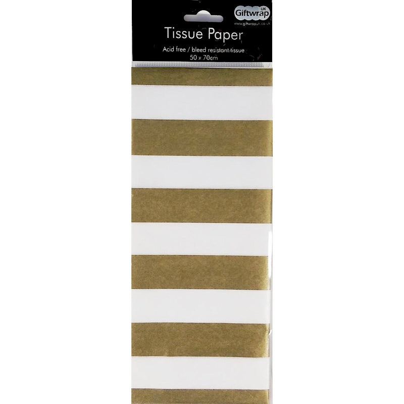 Gold Stripes Tissue Paper Gift Wrap 3 Pk