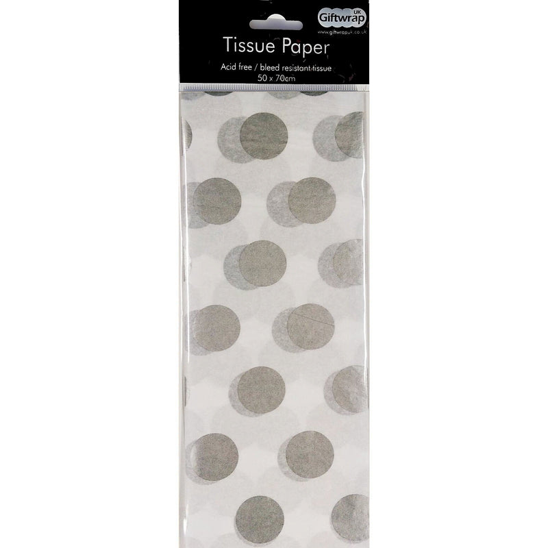Silver Spots Tissue Paper Gift Wrap 3 Pk
