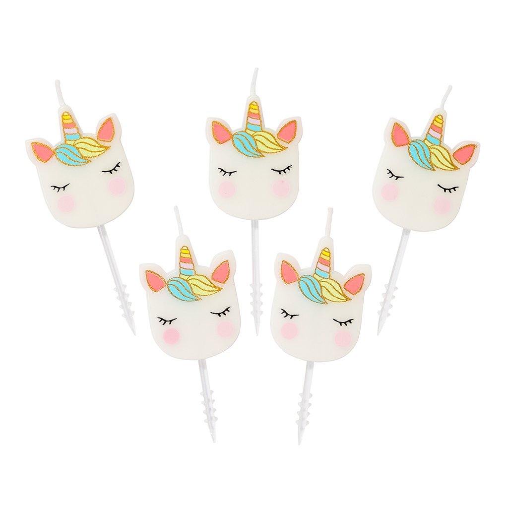 We Heart Unicorns Shaped Birthday Cake Candles 5 Pk - Penny Black