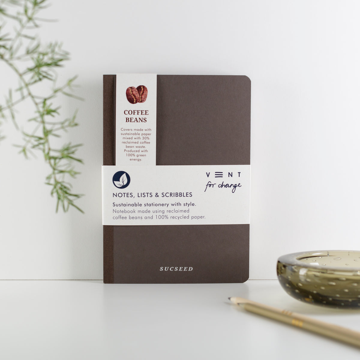SUCSEED Recycled A5 Notebook with a coffee beans cover by Vent for Change at Penny Black