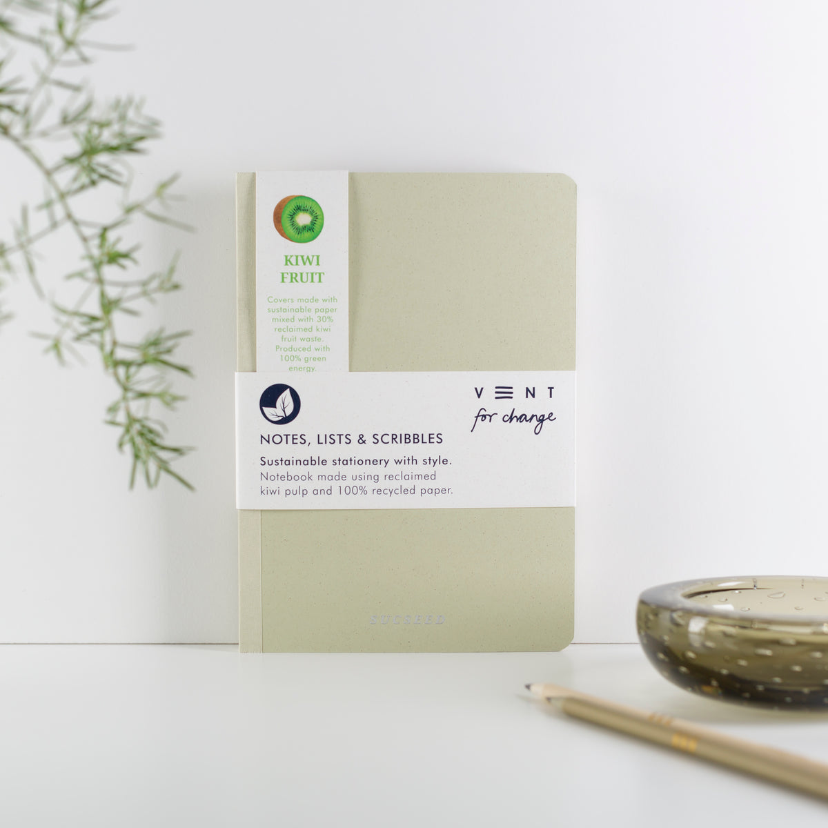 SUCSEED Recycled A5 Notebook with a kiwi fruit cover by Vent for Change at Penny Black