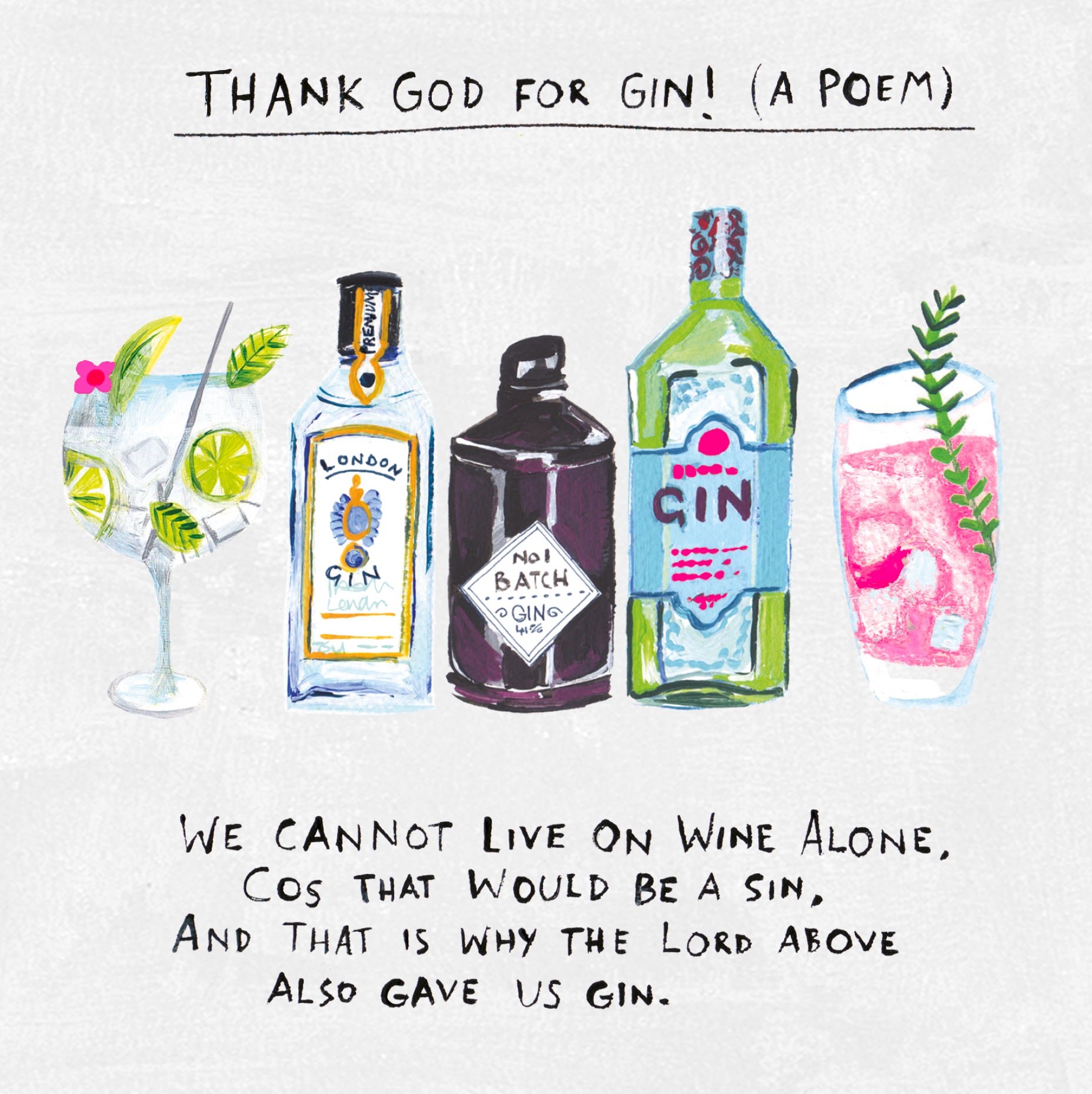 Thank God For Gin Poem Funny Card from Penny Black