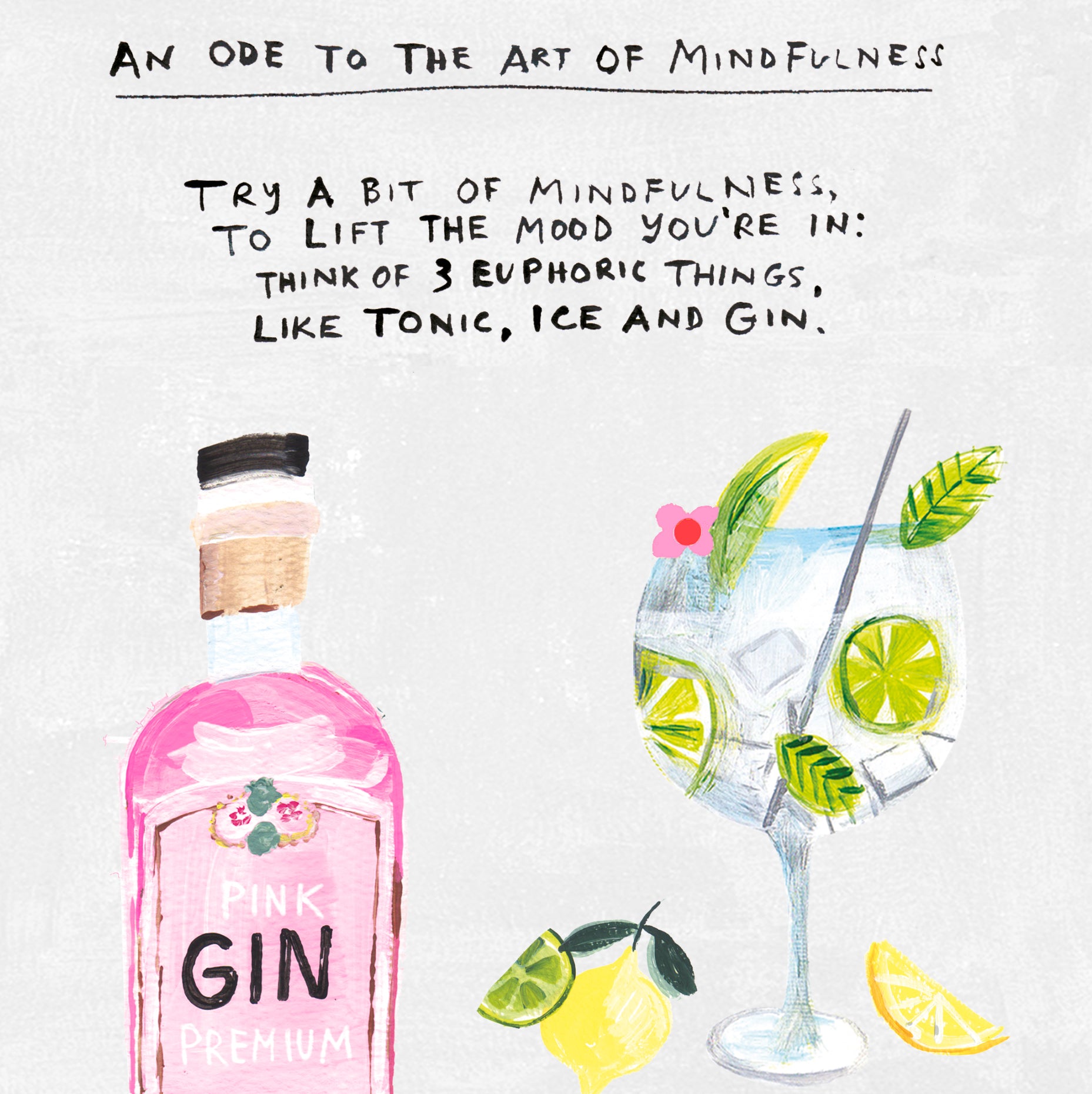 Gin Mindfulness Poem Funny Card from Penny Black