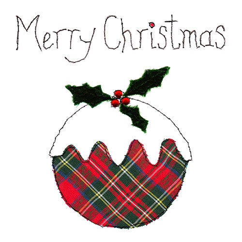 Red Tartan Christmas Pudding Christmas Card from Penny Black