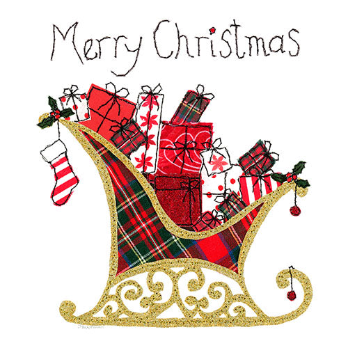 Red Tartan Santa's Sleigh Christmas Card from Penny Black
