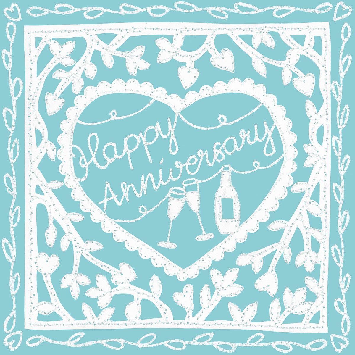 Turquoise Happy Anniversary Lace Card from Penny Black