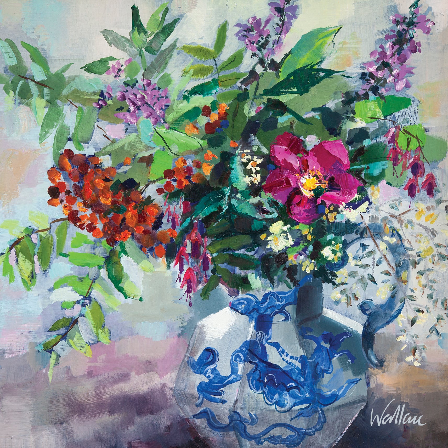 Orkney Flowers in Dragon Vase Art Card from Penny Black