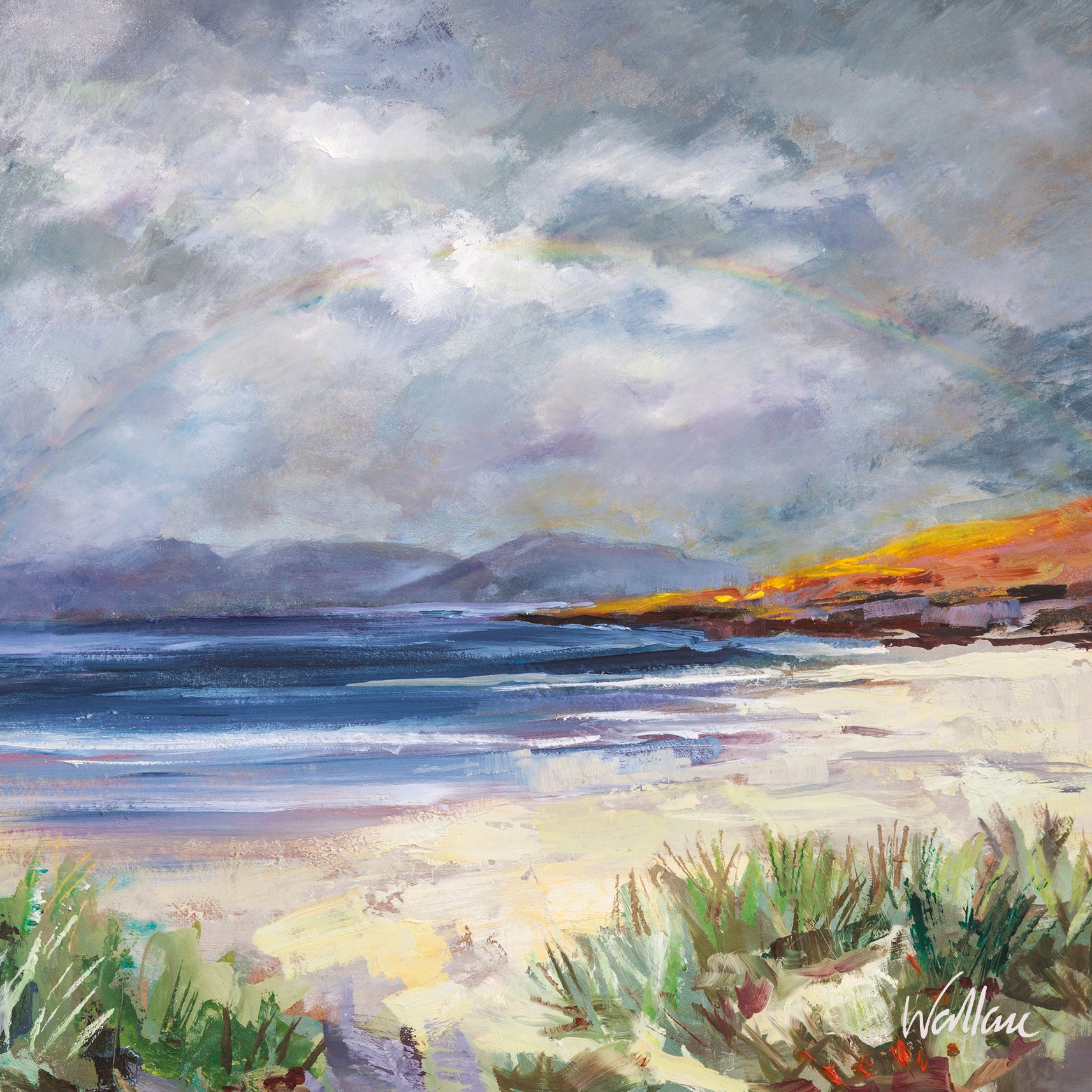 Rainbow at Luskentyre Beach Art Card from Penny Black