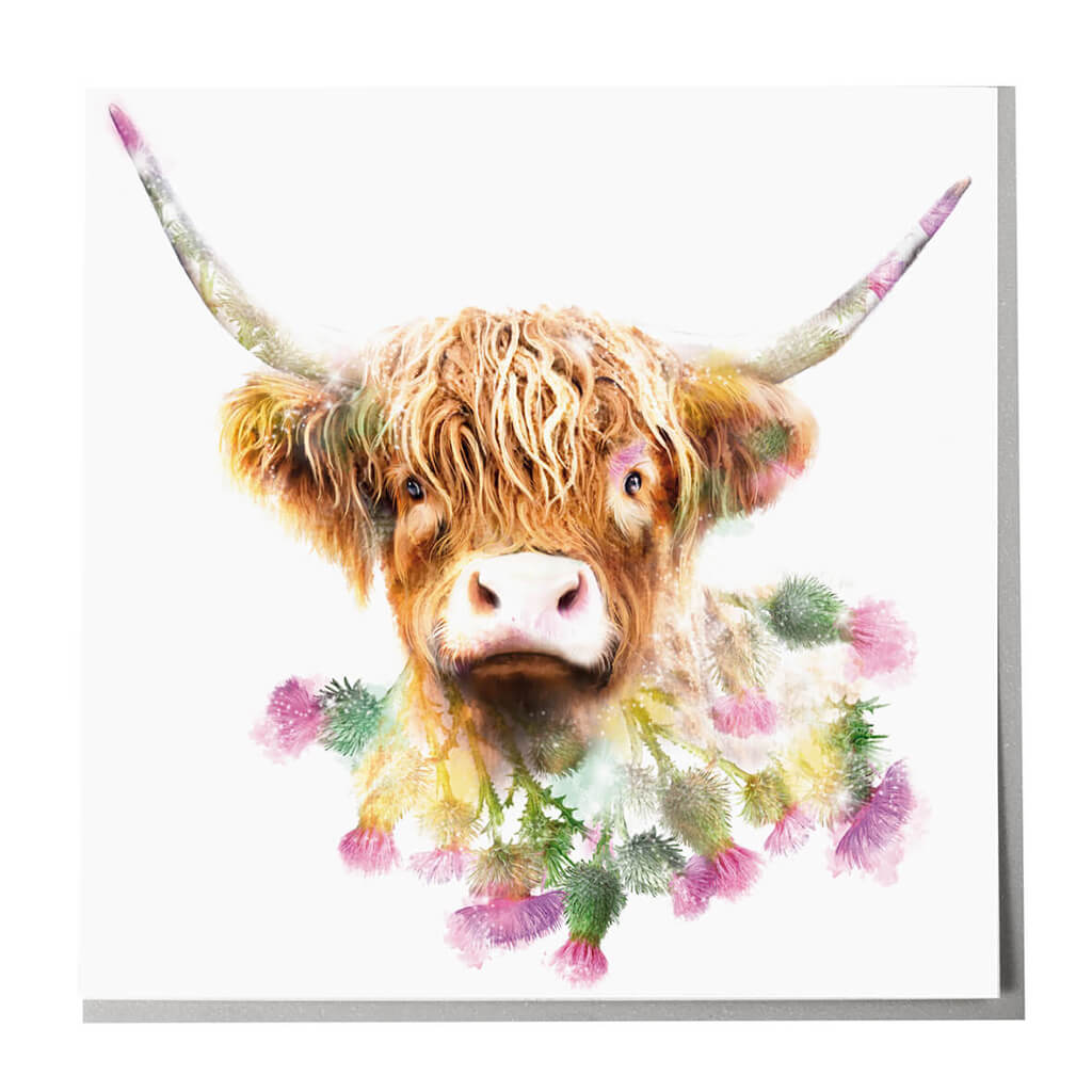 Highland Cow in Thistles Art Card from Penny Black