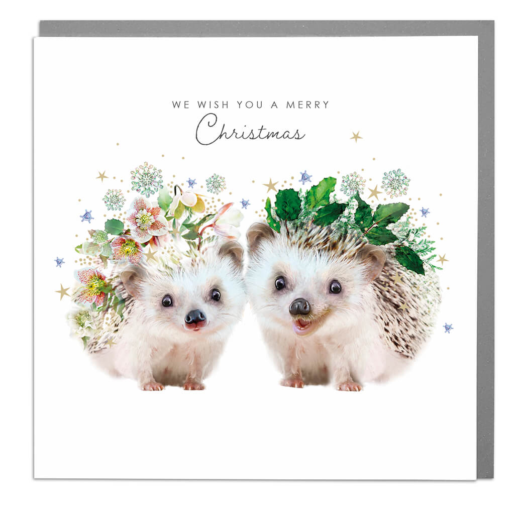 Hedgehogs Wildlife Botanical Christmas Card from Penny Black