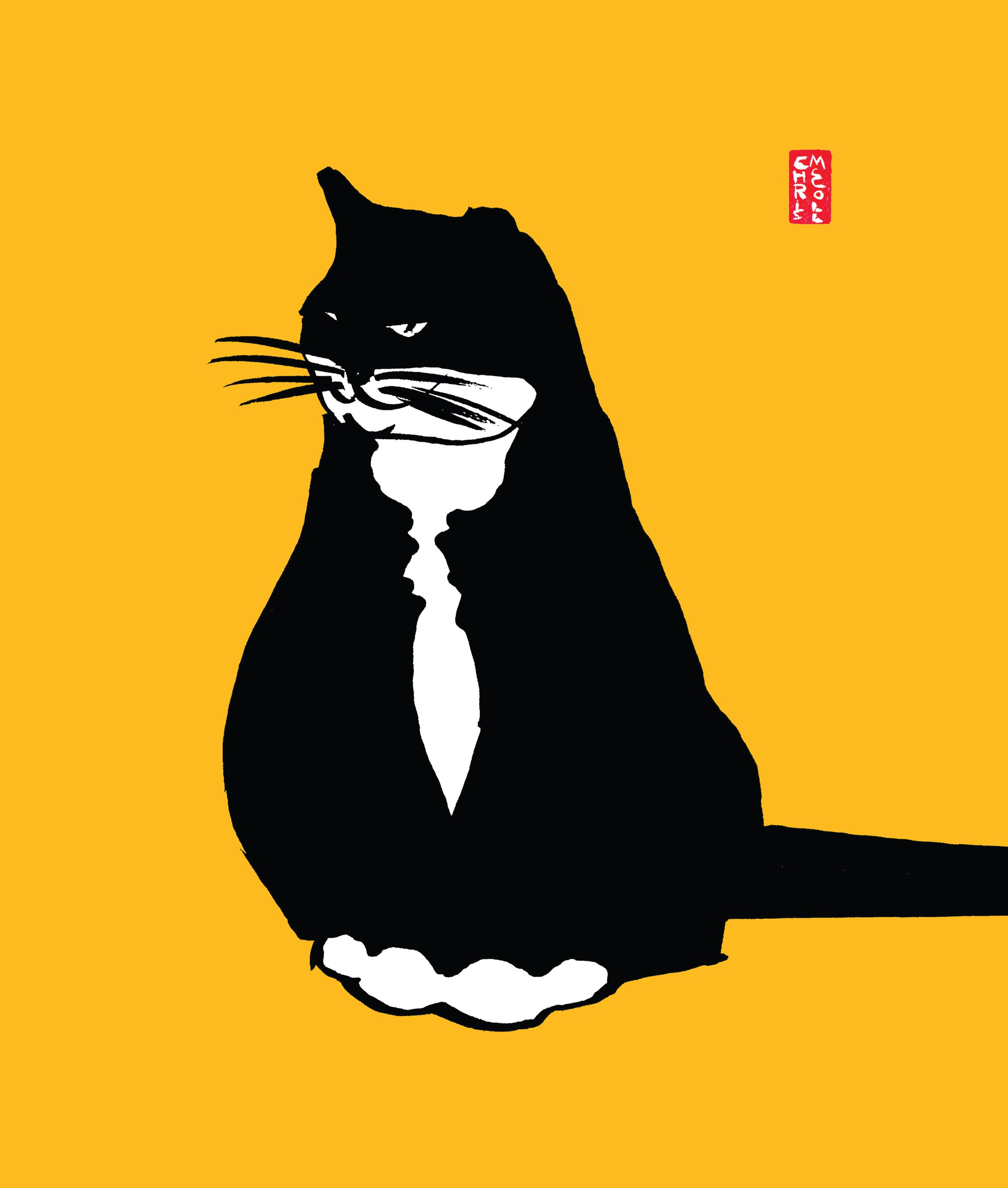 Black Cat Japanese Art Card from Penny Black