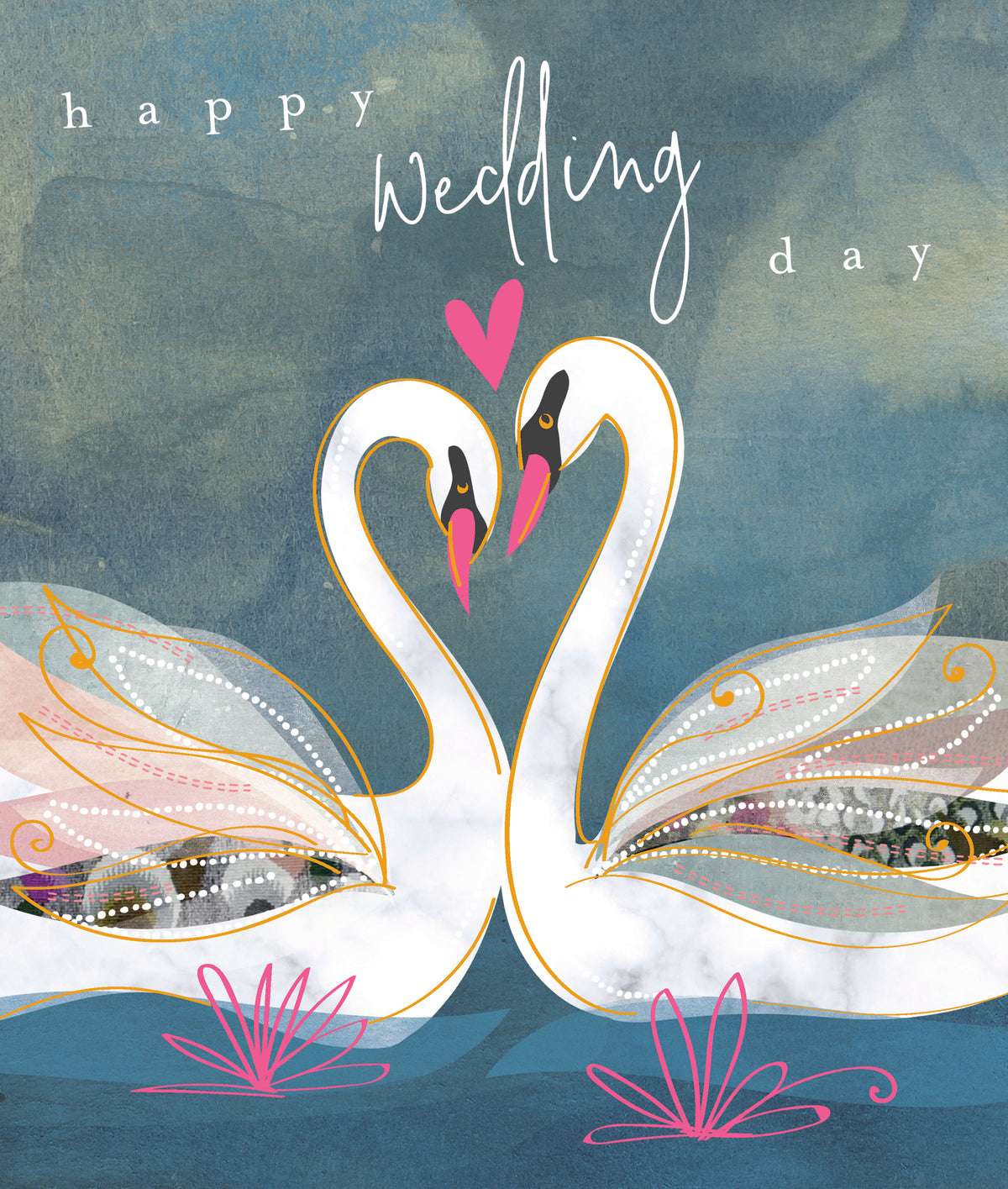 Swans Watercolour Happy Wedding Day Card from Penny Black