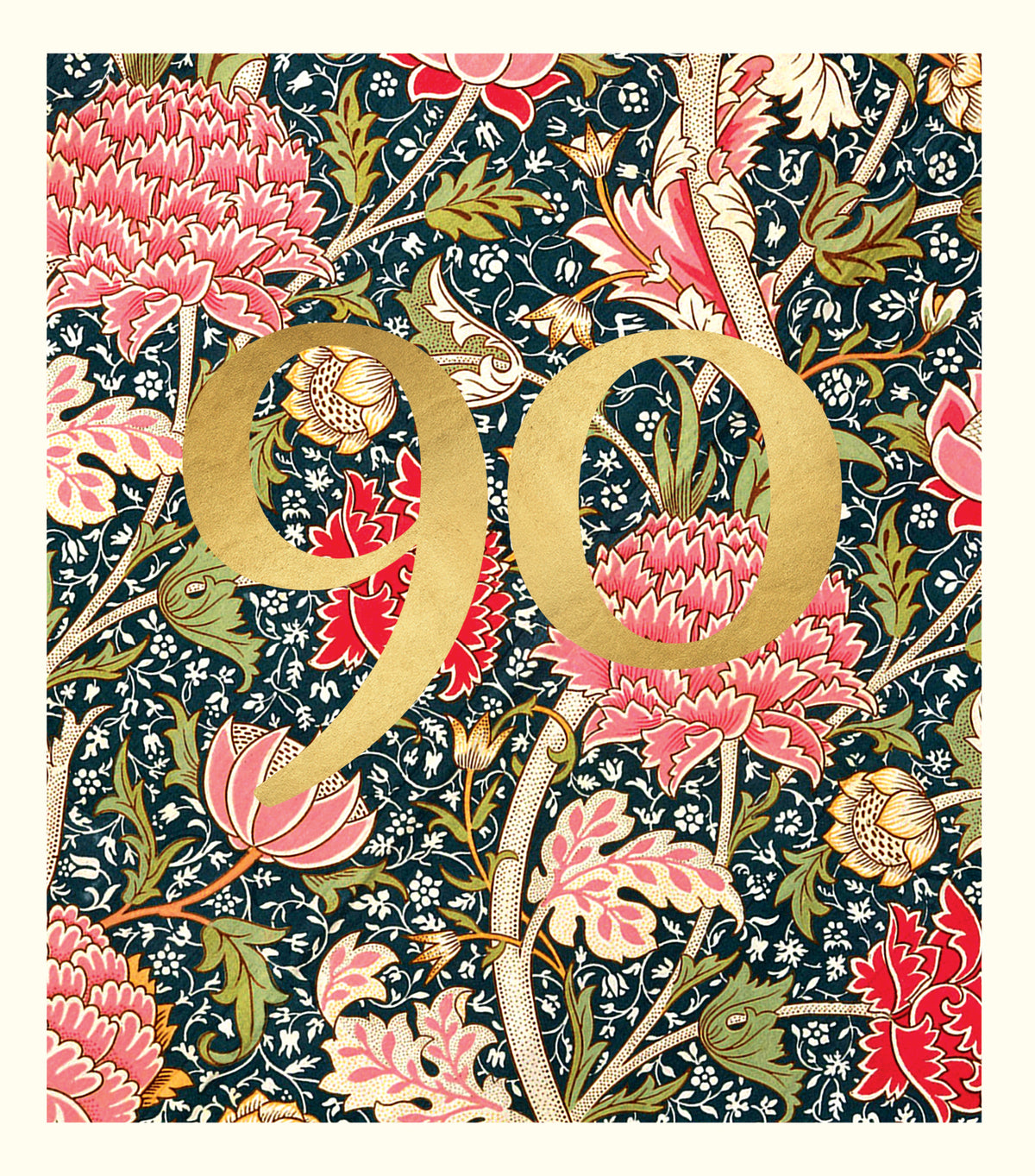 Gold Foil 90 William Morris Birthday Card from Penny Black