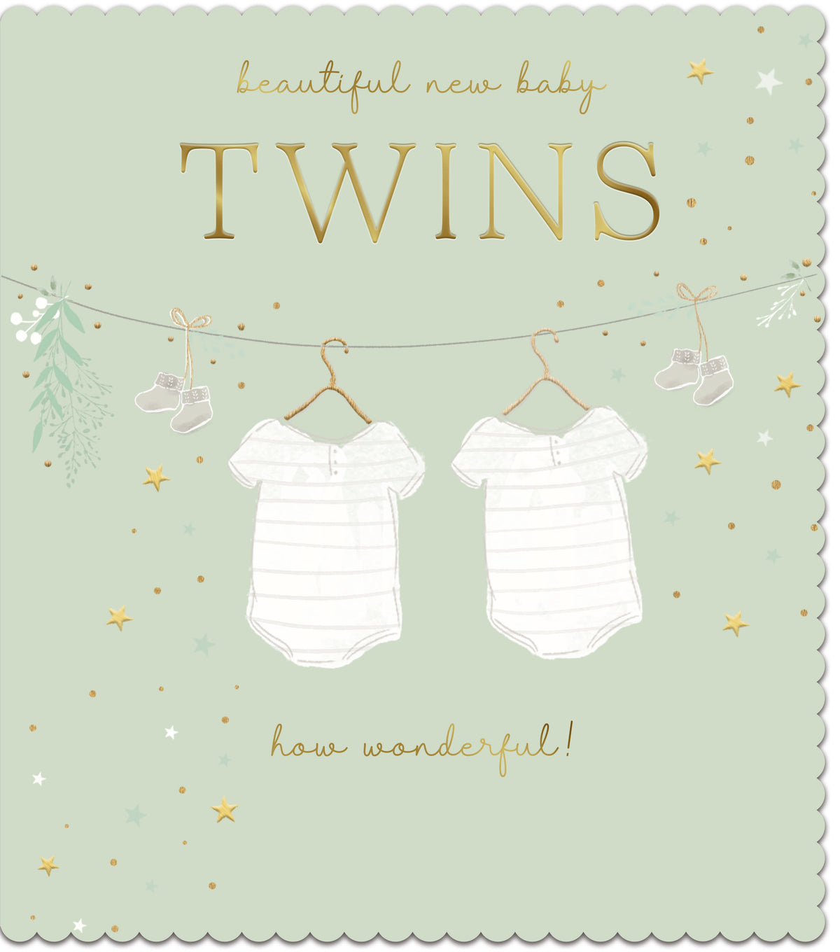 Beautiful New Baby Twins Scalloped Card from Penny Black