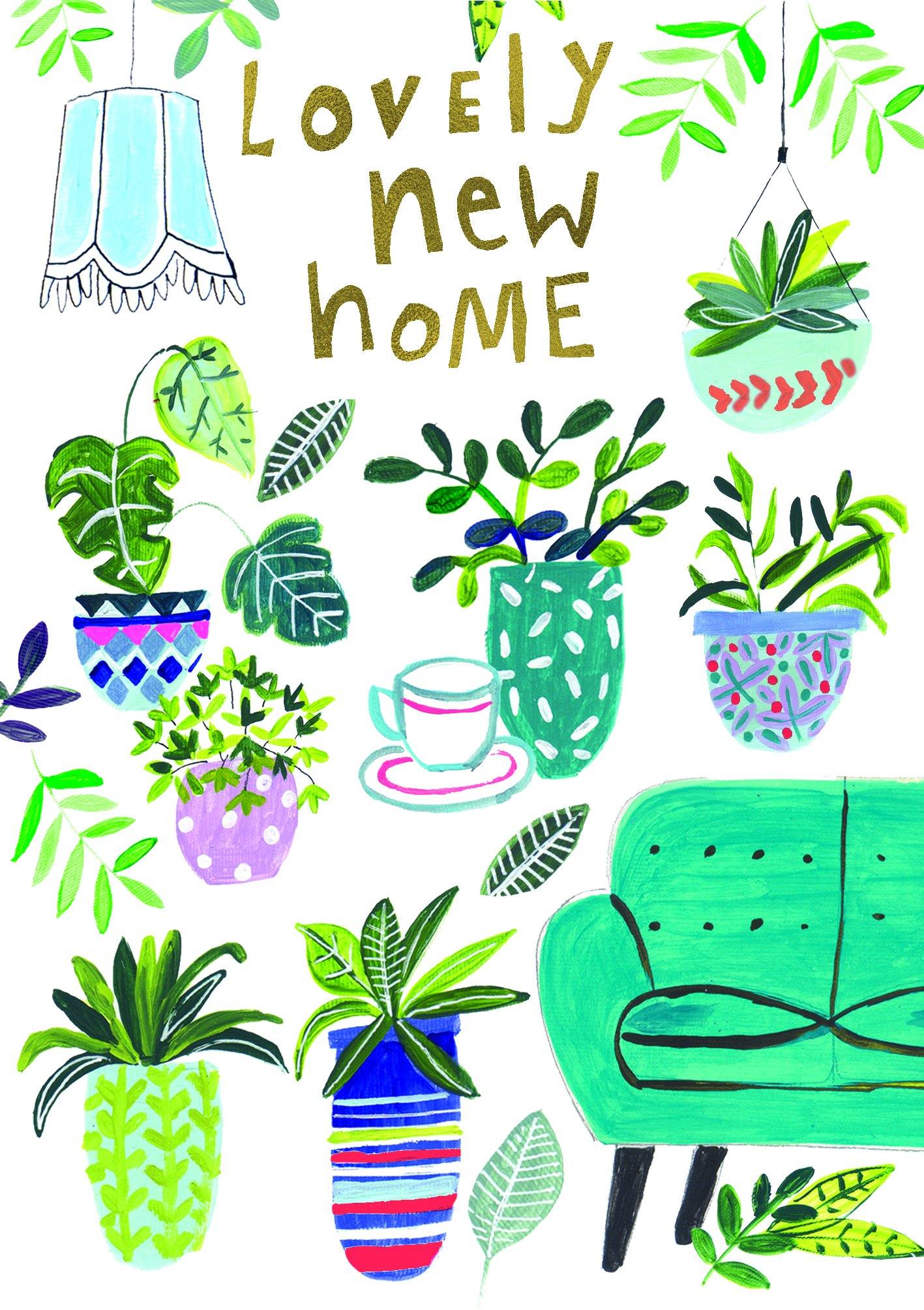 House Plants Lovely New Home Card - Penny Black