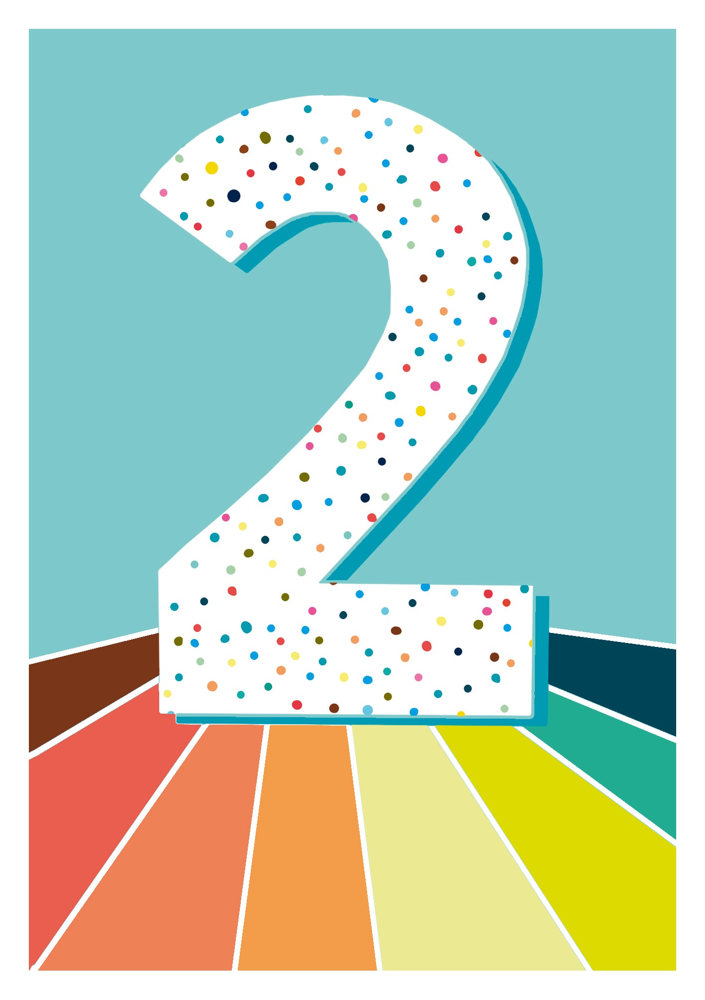 Retro Rainbow 2nd Birthday Card from Penny Black