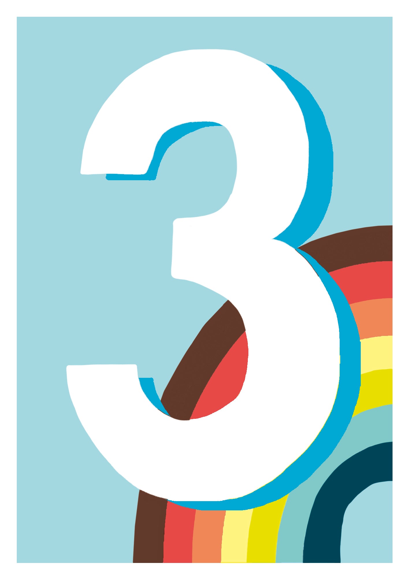 Retro Rainbow 3rd Birthday Card from Penny Black