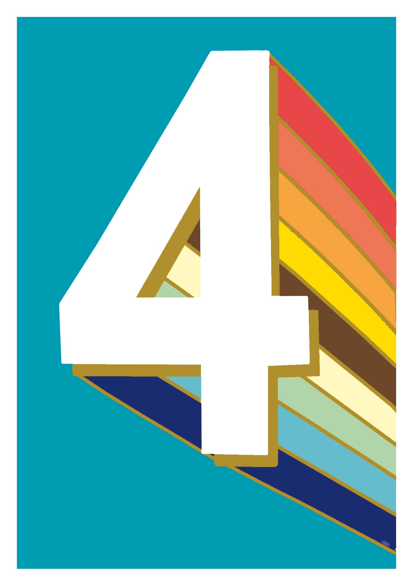Retro Rainbow 4th Birthday Card from Penny Black