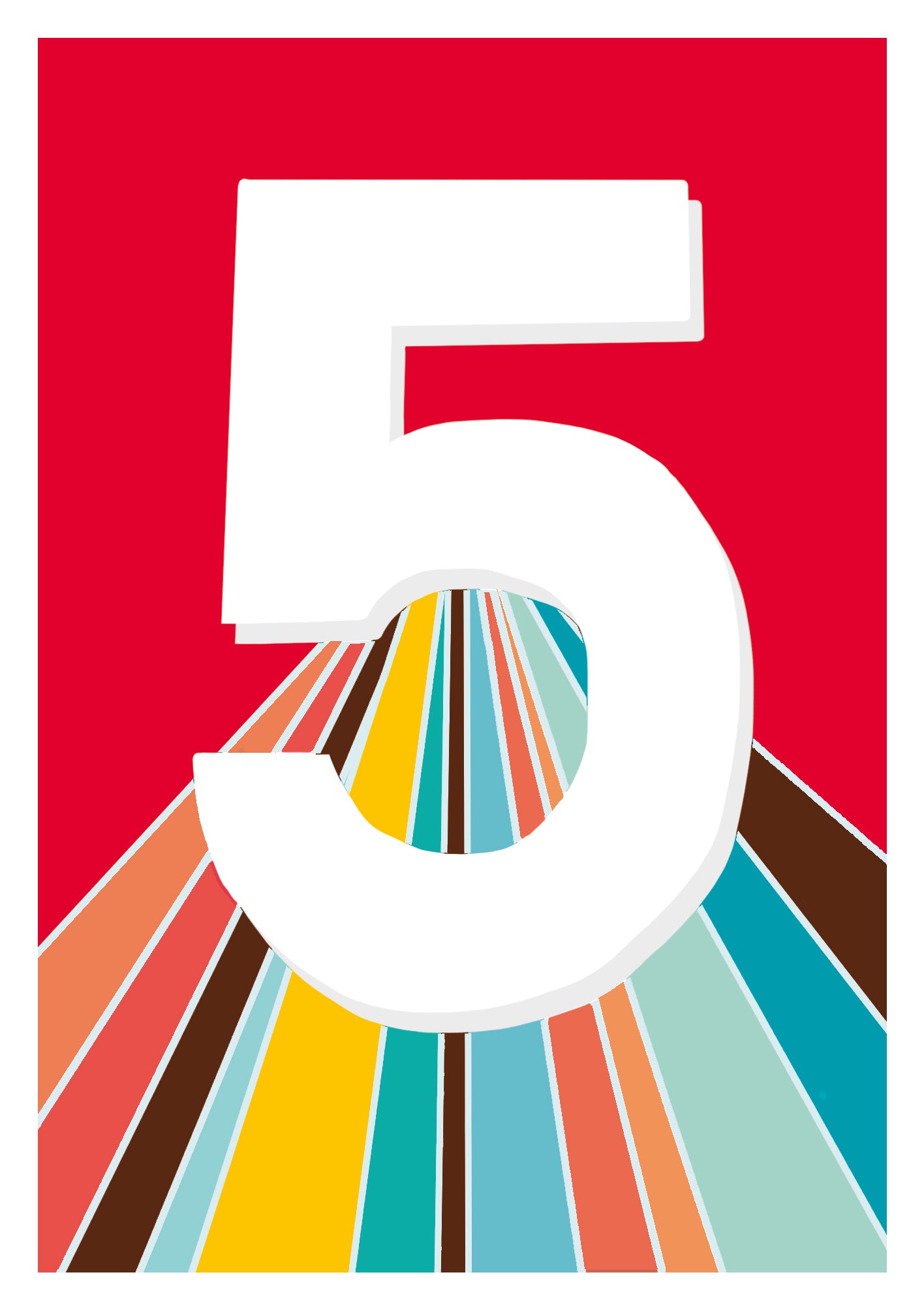 Retro Rainbow 5th Birthday Card from Penny Black