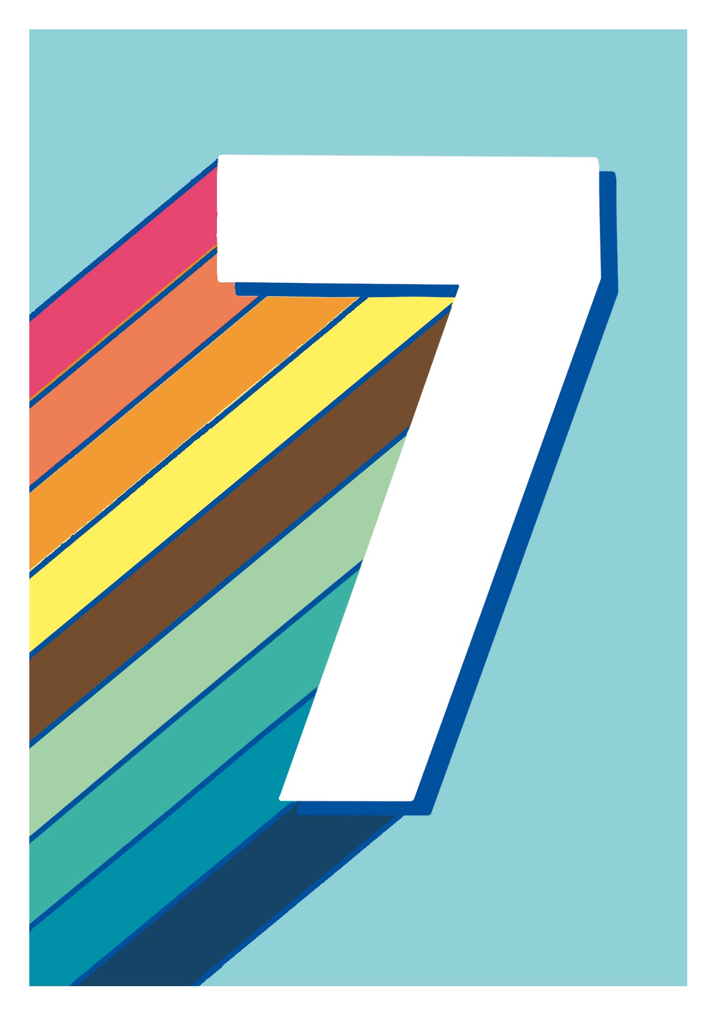 Retro Rainbow 7th Birthday Card from Penny Black