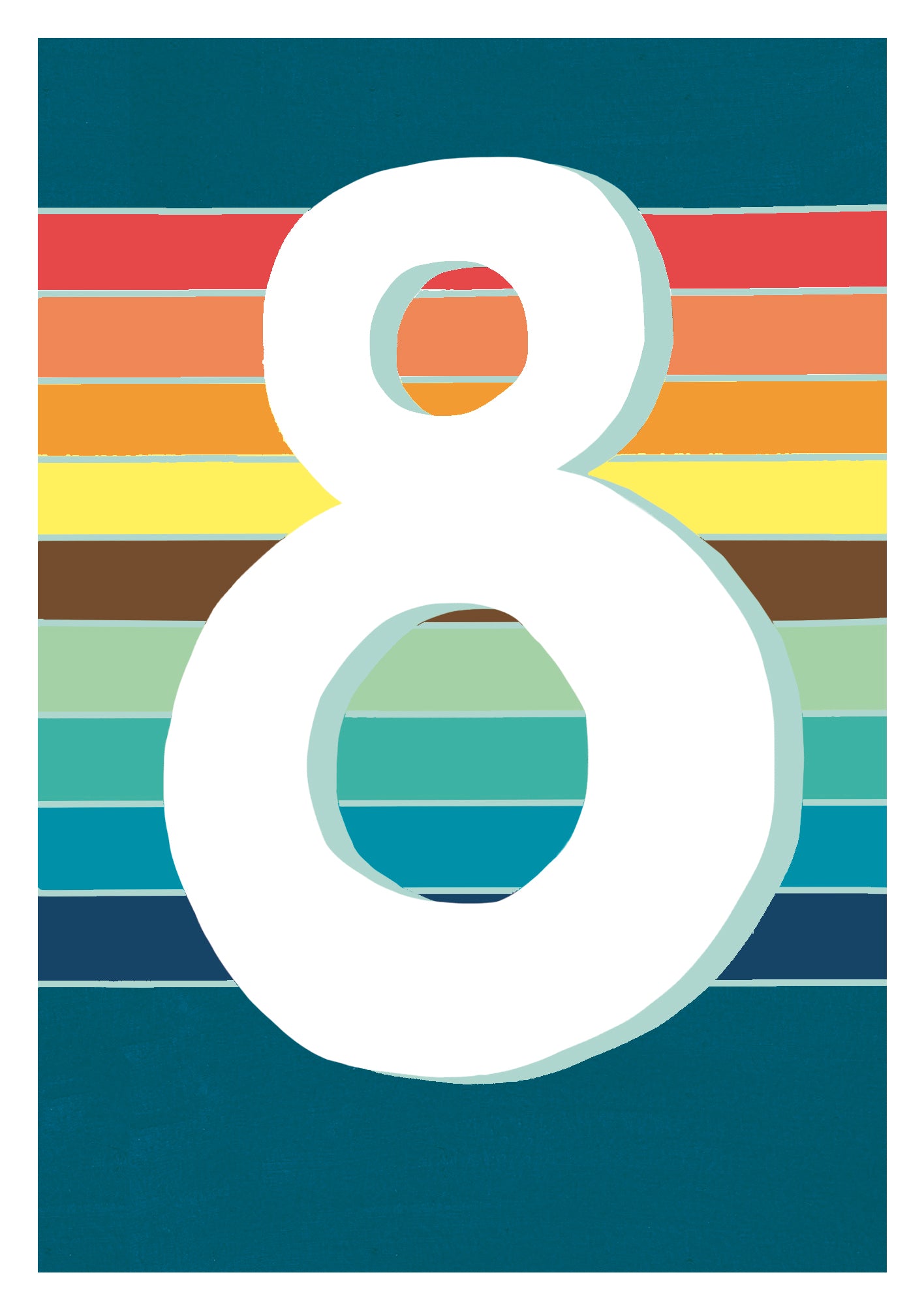 Retro Rainbow 8th Birthday Card from Penny Black