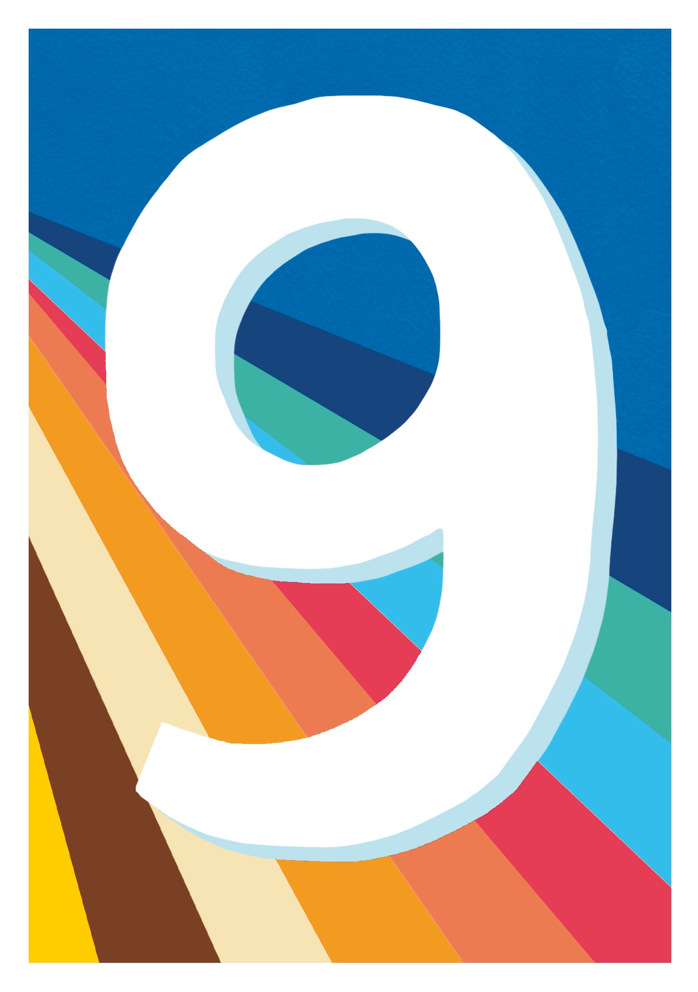 Retro Rainbow 9th Birthday Card from Penny Black