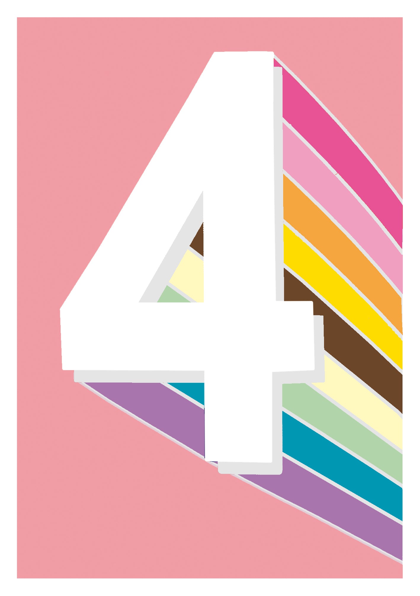 Fun Pink Rainbow 4th Birthday Card from Penny Black