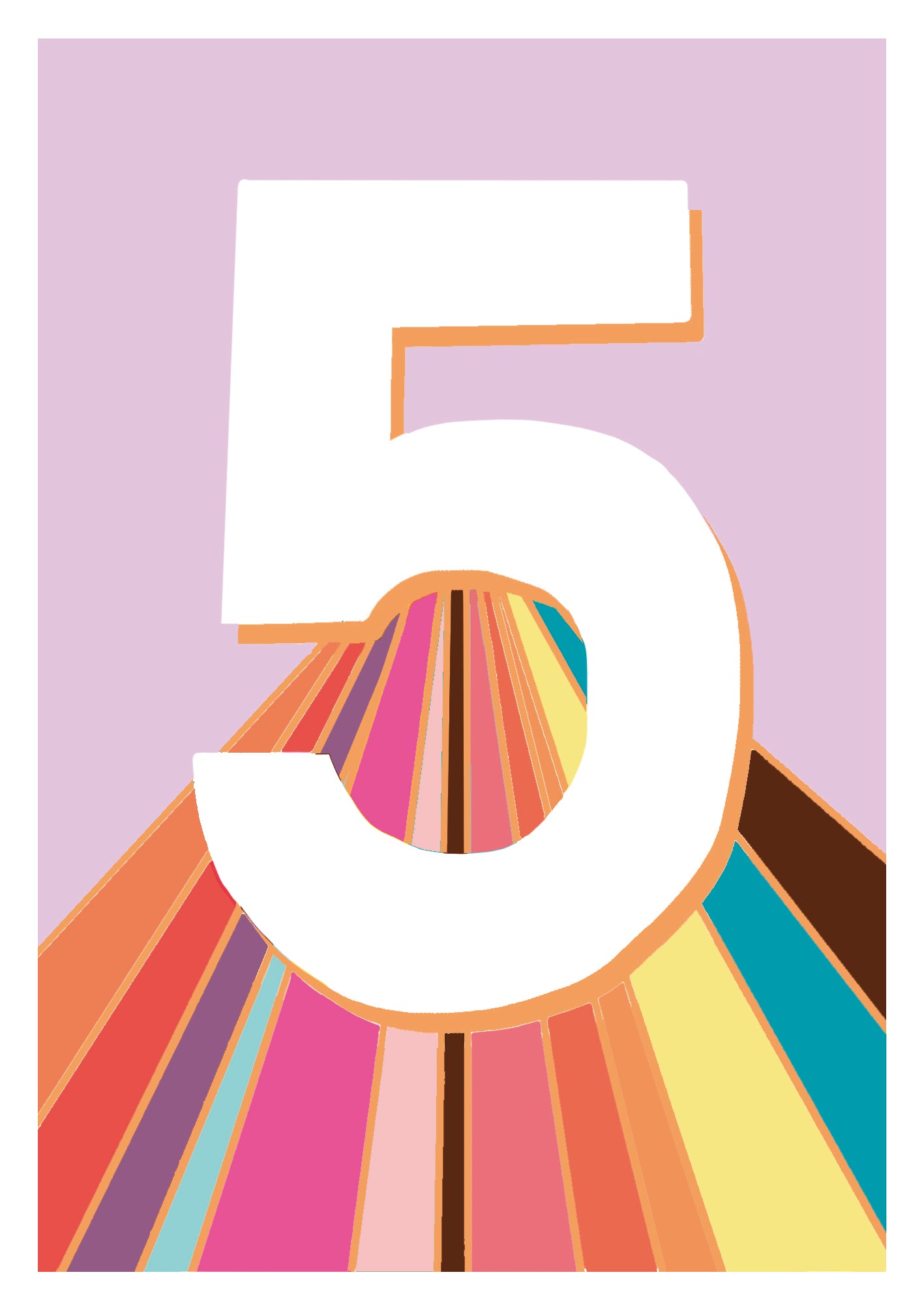 Fun Pink Rainbow 5th Birthday Card from Penny Black