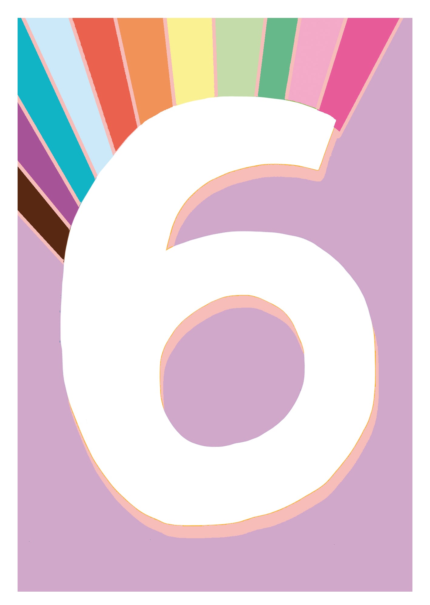 Fun Pink Rainbow 6th Birthday Card from Penny Black