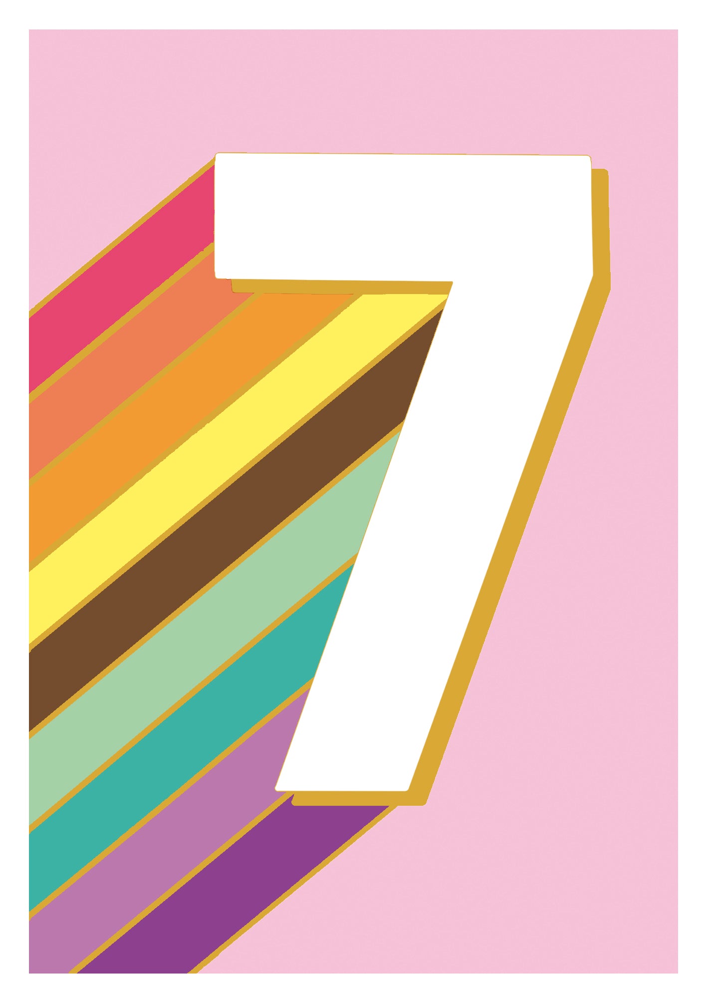 Fun Pink Rainbow 7th Birthday Card from Penny Black