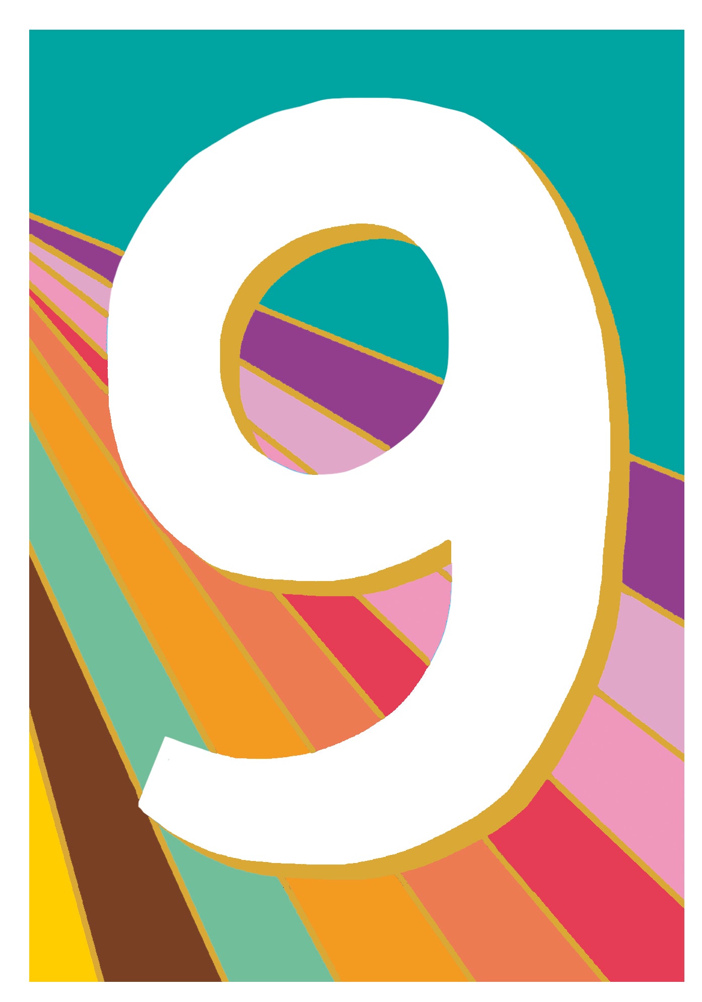 Fun Teal Rainbow 9th Birthday Card from Penny Black