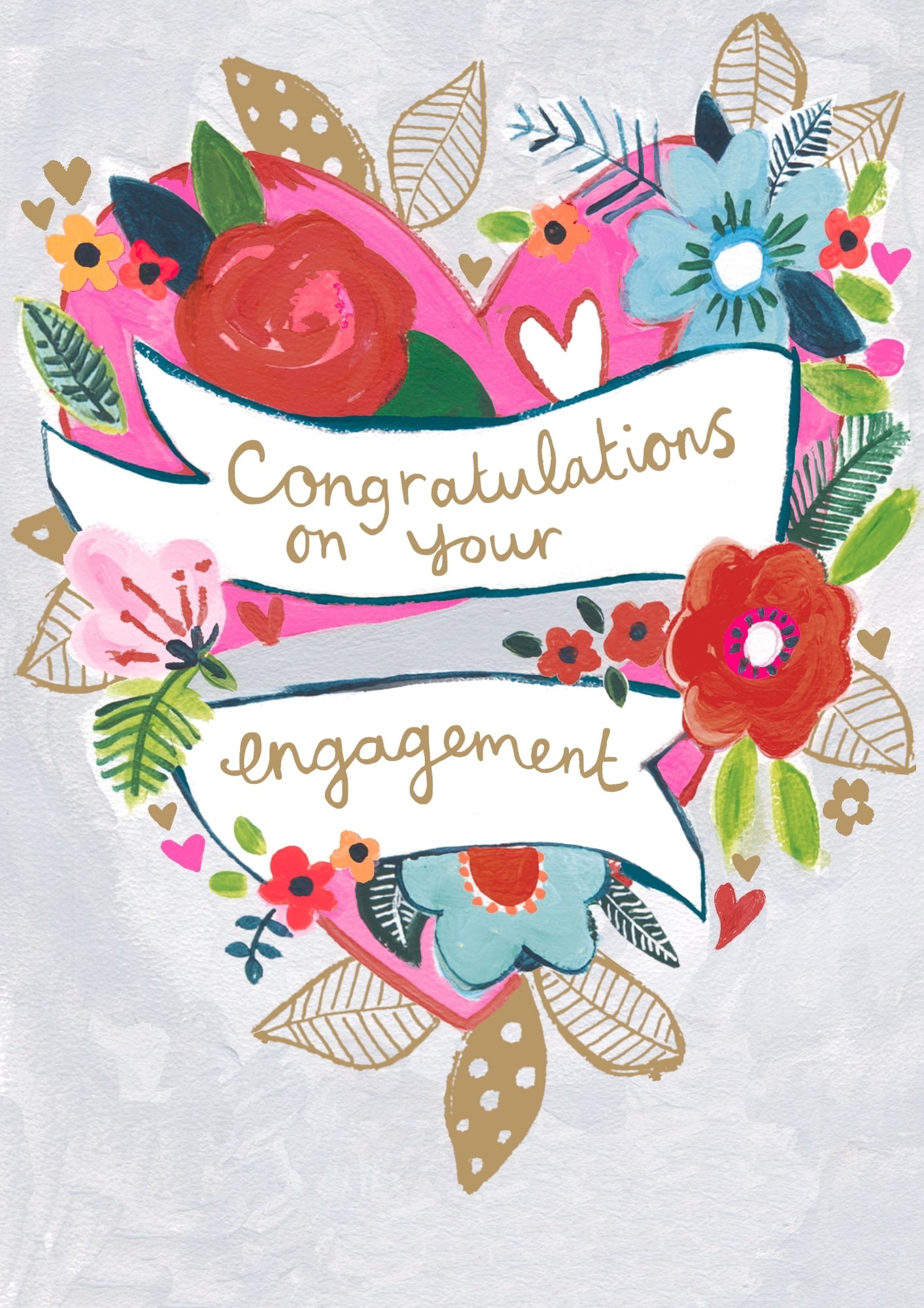 Congratulations Heart Banner Engagement Card from Penny Black