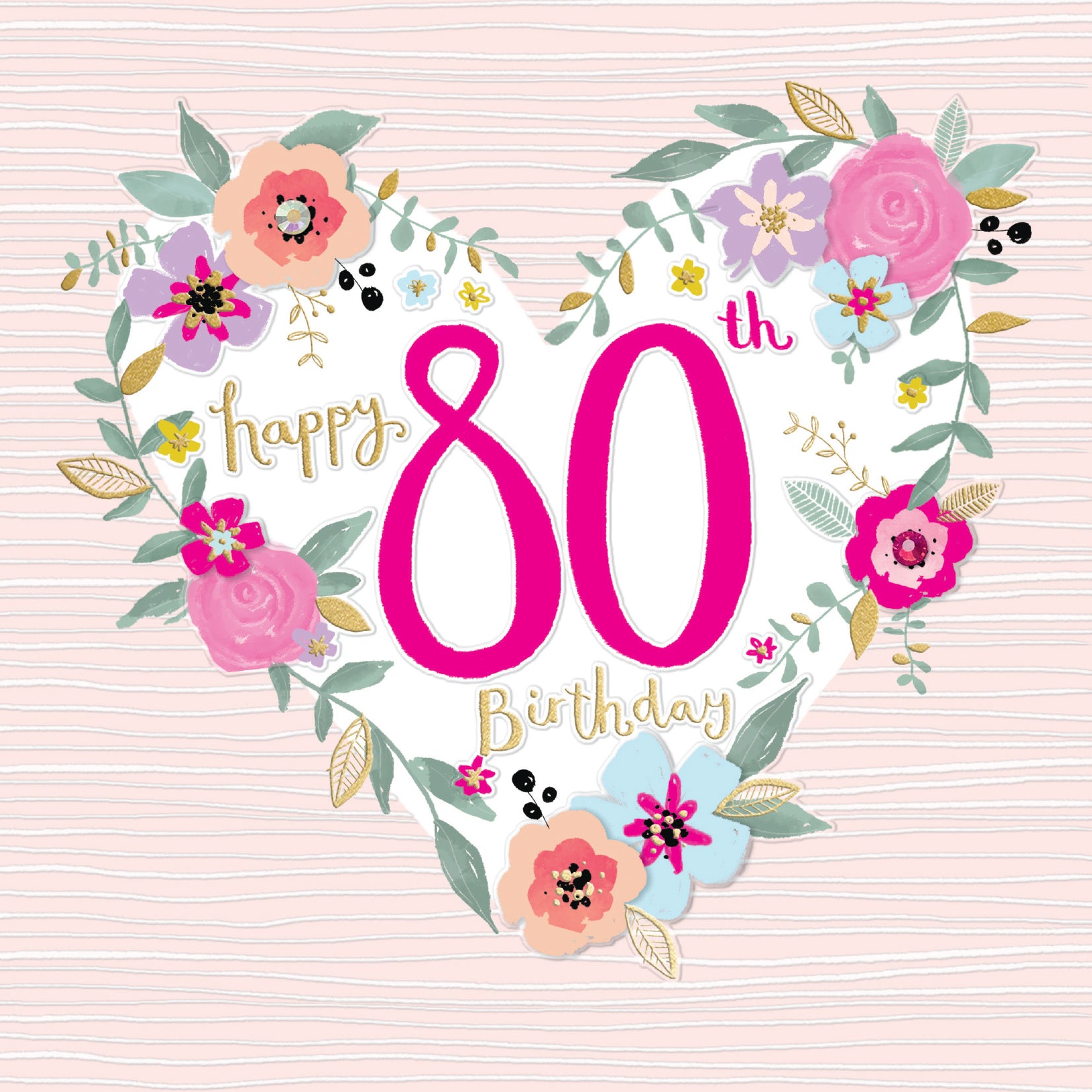 Floral Heart 80th Birthday Card from Penny Black