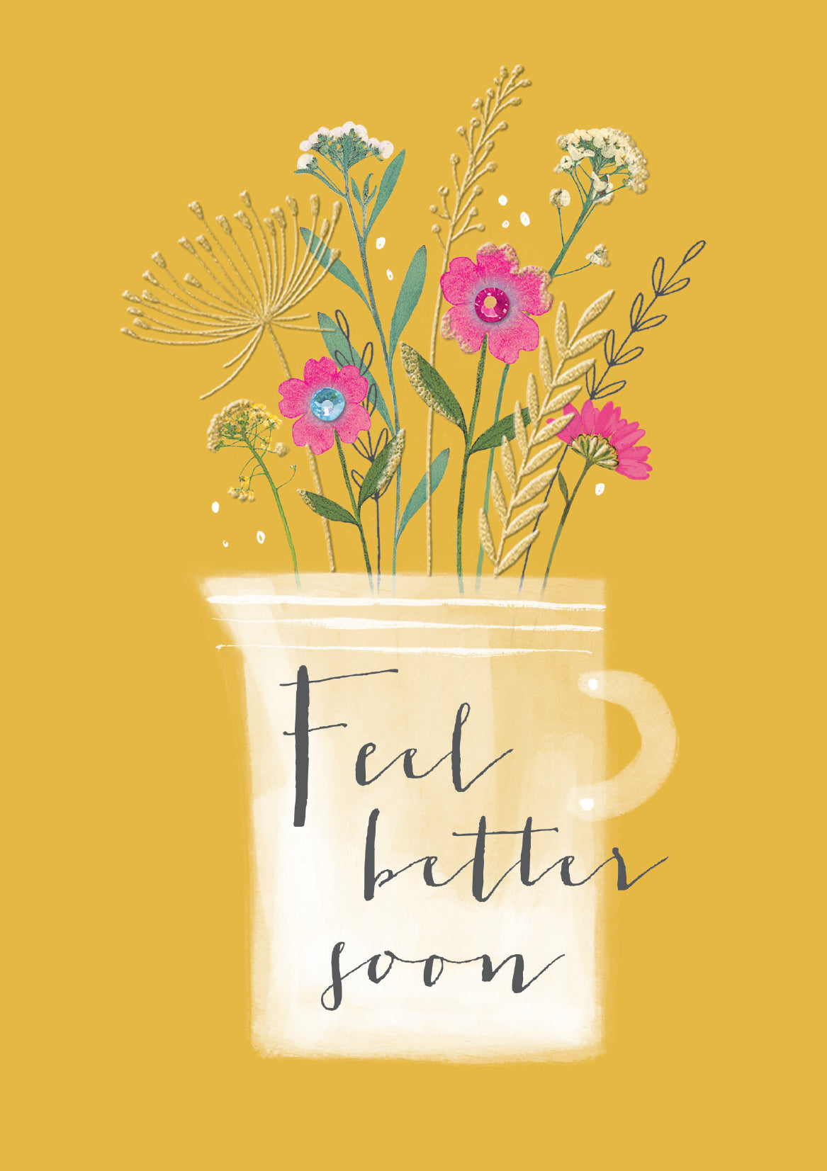 Mustard Feel Better Soon Flower Vase Get Well Card from Penny Black