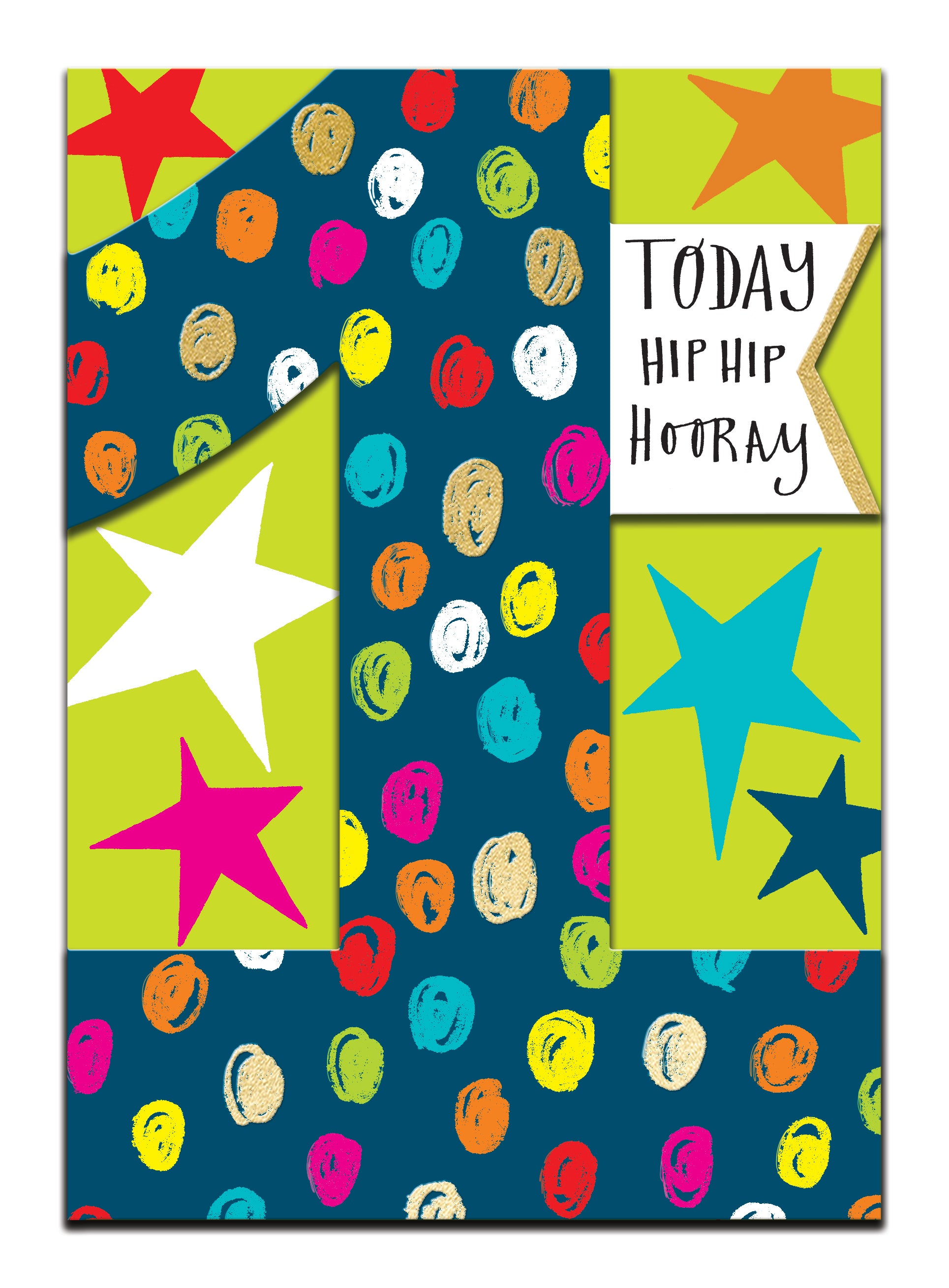 Hip Hip Hooray Stars 1 Today Kids Cut Out Birthday Card from Penny Black